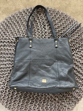 Kooba ‘Everette’ Classic Black Leather Tote with Gold Accent